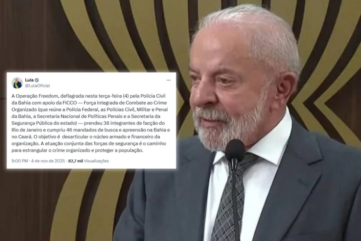 apos-classificar-megaoperacao-no-rio-como-'matanca',-lula-enaltece-acao-com-36-presos-na-bahia:-'caminho-para-estrangular-o-crime-organizado-e-proteger-a-populacao'
