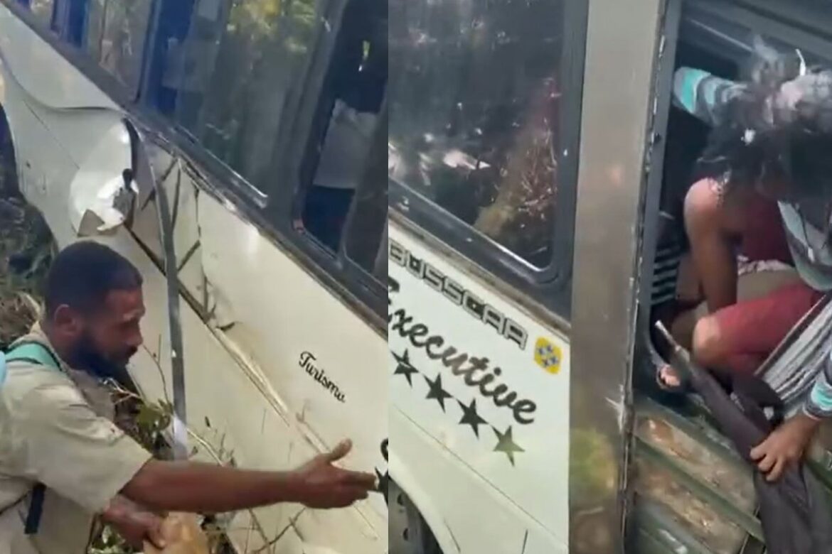 video:-passageiros-saem-pela-janela-apos-de-onibus-cair-em-ribanceira-em-trancoso