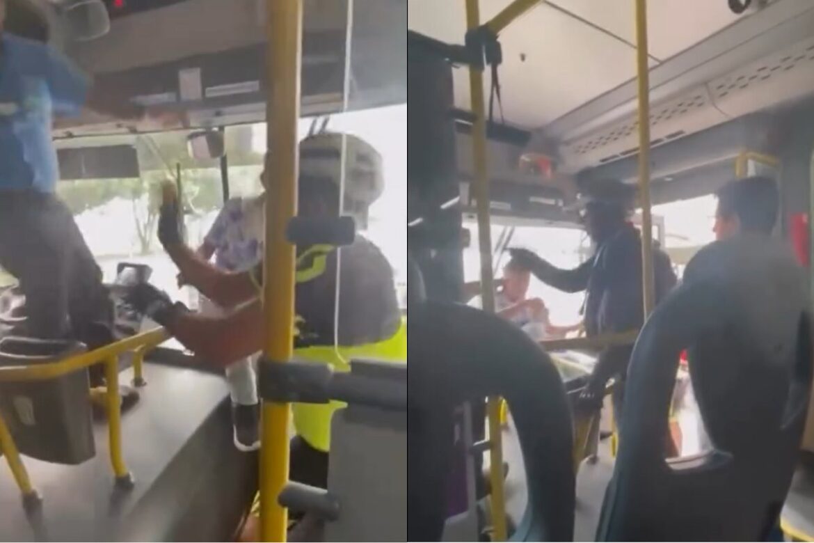 video:-motorista-de-onibus-e-ciclista-trocam-agressoes-fisicas-em-feira-de-santana